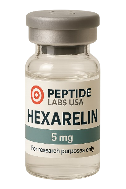 Hexarelin 5mg - Primarily studied for muscle growth, fat loss, recovery, longevity, cognitive performance, and more. - 99% HPLC purity research peptide